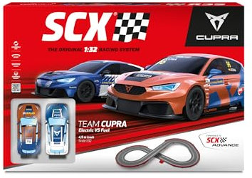 SCX - Original System Circuit - Complete Race Track - 2 Cars and 2 Controllers 1:32 (Team Cupra Electric Vs. Fuel)