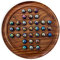 Solitaire-Brettspiel aus Holz, 30 cm Durchmesser, mit blauen Glasmurmeln, klassisches Solitär-Spiel aus Holz, Strategie-Brettspiel