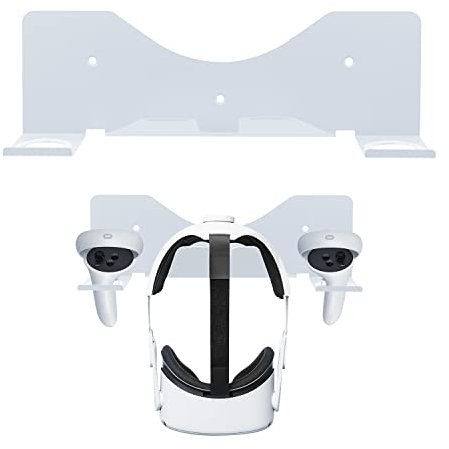 Mcbazel VR Wall Mount Storage Stand Hook for Oculus Quest 2/Quest 3,Quest 2 VR Headset Wall Mount Storage Stand with Screws for Oculus Quest 2/Quest 3-White