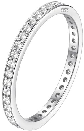 FindChic Kristall Verlobungsring Ewigkeit Ringe für Damen 925 Sterling Silber Band Ehering CZ Ringe für Frauen 65