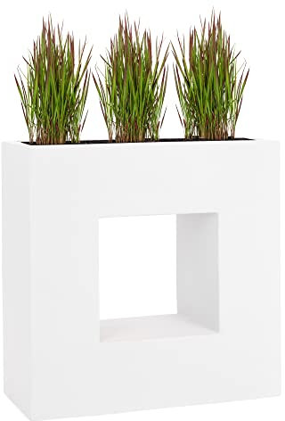 Pflanzwerk® Pflanzkübel Fiberglas Weiss Vista 66x66x28cm *Frostbeständige Blumenkübel* *Deutsche Premiumqualität* *Lotus-Effekt Imprägnierung*