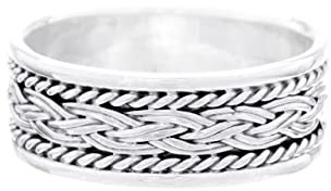 Windalf Vikings Drehring BRYANN 8 mm Wikinger Zopf Freundschafts Partnerring Handarbeit 925 Sterlingsilber (Sterlingsilber, 74 (23.5))