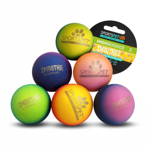 SPORTSPET High Bounce Ball Premium Hundebälle aus Naturkautschuk (60mm) (6er-Pack High Bounce Smoothie)