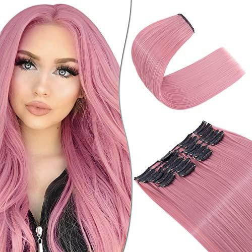 SEGO 12 Pcs Clip in Extensions wie Echthaar Haarverlängerungen Haarteile mit 22 Klips 55 cm günstig glatt für Voller Kopf 180g Ash Rose
