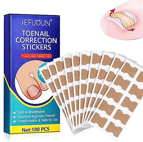 Corrector de Uñas Encarnadas, 100 Piezas Cuidado los pies Pegatina pedicura Herramienta de tratamiento de uñas de los pies Enderezadora de uñas para Mujeres y Hombres Mejora el Crecimiento de Las uñas