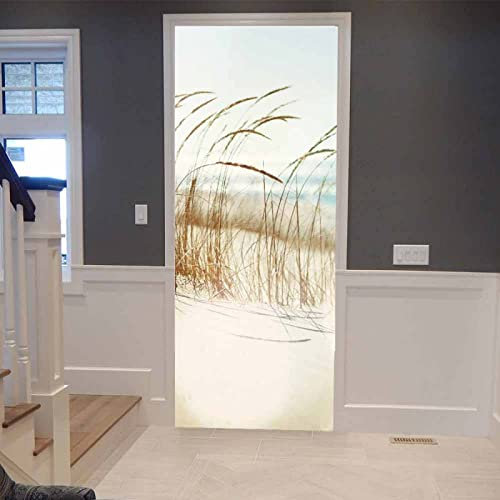 Türfolie Selbstklebend Beige Druck Türtapete PVC Türposter Tapete Abnehmbar Türaufkleber Abziehen und Aufkleben Klebefolie Möbel Wasserdichte Fototapete Türfolie 77x200cm