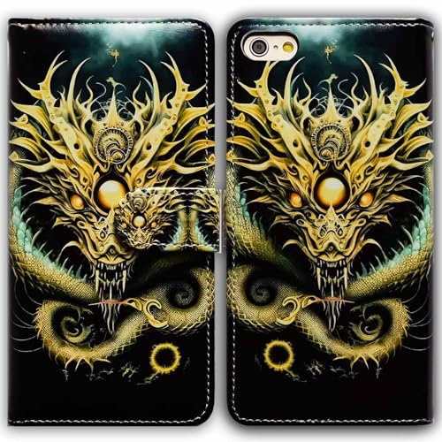 Bcov iPhone SE 3rd Gen 2022 Case,Golden Dragon with Ball Leather Flip Phone Case Wallet Cover with Card Slot Holder Kickstand for iPhone SE 2nd Gen iPhone 7 8