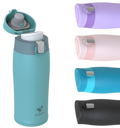 AORIN Trinkflasche Edelstahl 18/8, 350ml - Auslaufsicher Thermoskanne mit 2 Deckel, BPA-Frei Sportflasche, Trinkflasche Kinder Edelstahl für Sport, Schule, Outdoor