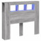 vidaXL Tête de Lit à LED, Tête de Cadre de Lit, Accessoire de Lit Double, Meuble de Chambre à Coucher Maison Intérieur, Sonoma Gris 120x18,5x103,5 cm Bois Ingénierie