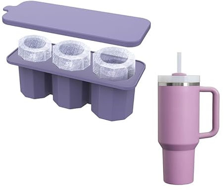 Ice Cube Tray for Stanley Cup, Silicone Ice Cube Maker with Lid for 20-40oz Tumbler, for Chilling Whiskey, Cocktails, Drinks, Coffee, Easy Fill and Release Ice Maker, BPA Free