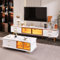 HAUSPROFI Couchtisch, TV-Schrank, modulare Wohnzimmermöbel, Tür aus gehärtetem Glas, Rahmen aus Aluminiumlegierung, Schubladen mit Wellenstruktur, goldene Griffe und Beine