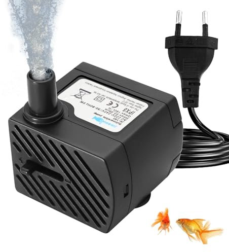 Mini Pompa Acqua,Pompa ad Acqua Sommergibile,Pompa per Acquario,Con cavo di alimentazione da 1,4 m,Usato per acquari,Vasche per pesci,Fontane,Statue,Giardini,180L/H,3W,Nero
