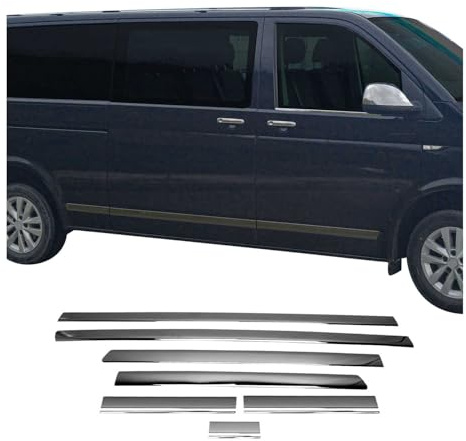 Seitentürleiste kompatibel mit VW T6 T6.1 alle 2015-2024 Einzelschibetür L2 Chrom Dunkel 7X