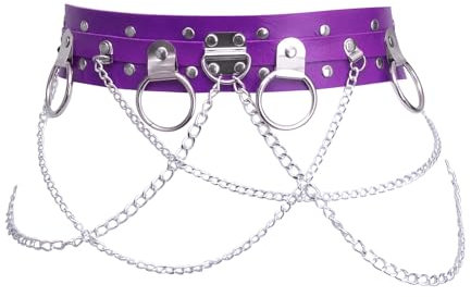 BBOHSS Damen Körper Harness Mode Leder Gürtel Punk Gürtel Verstellbare Gürtel Gothic Karneval Dance Party Kostüm (Lila)