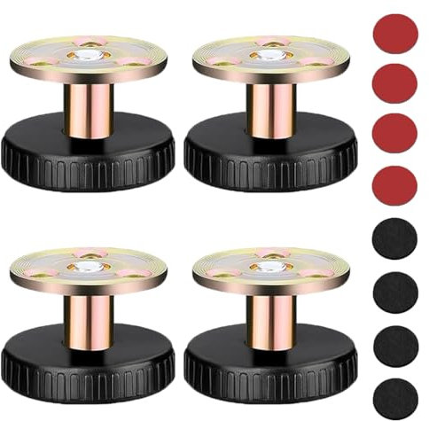 Issimober Lot de 4 Pied reglable pour Meuble, Pied reglable de 27 à 40 mm, percés ou Autocollants, avec Coussinets amortisseurs pour armoires, Pieds de lit, canapés, Tables