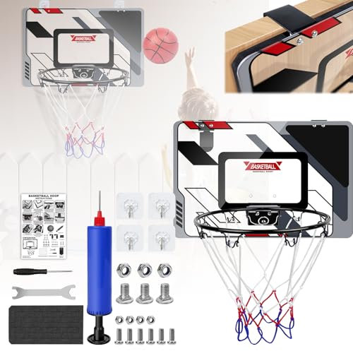 Door Hanging Basketball Hoops Mini Basketball Hoop,Wall Mount with Ball and Complete Accessories,Indoor Basketball Hoop for Kids, Over Door Basketball Hoop for Bedroom,Office,Living Room