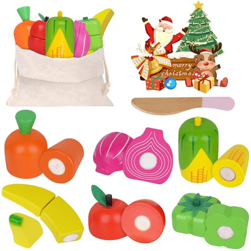 Accessoires De Magasin, Accessoires De Cuisine pour Enfants, Accessoires De Cuisine De Jeu en Bois, Aliments Jouets, Jouets Montessori pour Enfants De 3 4 5 Et 6 Ans, Cadeaux Noël pour Enfants Filles