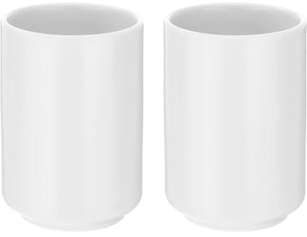 sourcing map 2pcs Japanese Ceramic Tea Cups 8oz / 240ml Simple Solid Color No Handle Ceramic Tea Mugs Matte Glazed Cylindrical Cup for Matcha Tea Wine White Tea Coffee Drinks, White