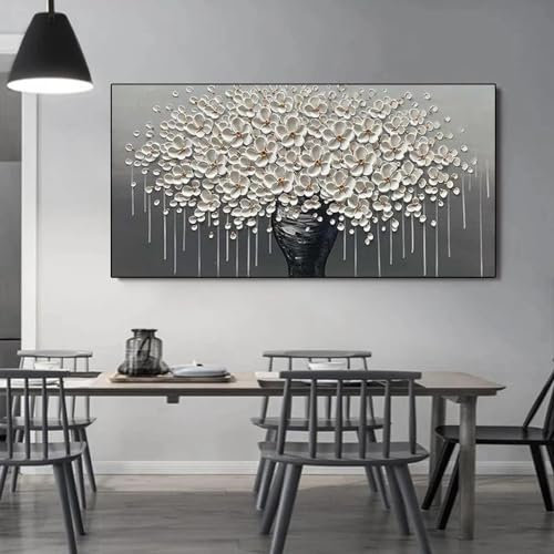 JACBON Leinwandgemälde, groß, abstrakt, goldener Baum, Blume, Luxus-Poster, minimalistischer Wandkunst, Bild, moderne Wohnzimmerdekoration, 40 x 80 cm (16 x 31 Zoll) mit schwarzem Rand