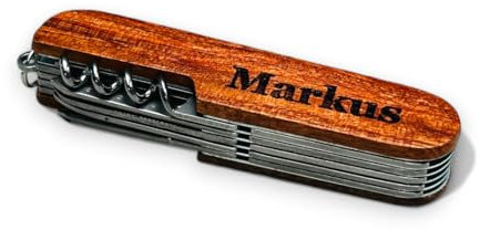 personalisiertes Multifunktions-Taschenmesser aus Edelstahl mit Holzgriff, Multitool, Allzweckmesser für Angler, Camper und zur Jagd