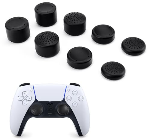 DLseego Thumbsticks Cap pour Manette PS5 PS4 Xbox,8 Pièces Silicone Capuchons de Joystick pour PS5/PS4,Conception Courte et Haute à Réduire Pouce Fatigue,Noir