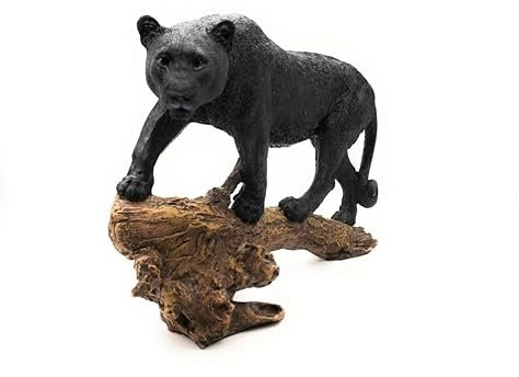 RUSTIX Black Panther Statue - Realistische Wildlife Skulptur eines Panthers klettert auf einen Baum - Elegante Tierfigur für afrikanischen Dschungel Dekor, Haus, Büro oder Garten Display