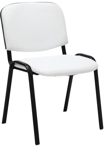 il genio online Gepolsterter Besucherstuhl I Wartestuhl gepolstert aus Kunstleder I Stapelstuhl max. Tragkraft 120 kg Farbe: Schwarz (weiß)