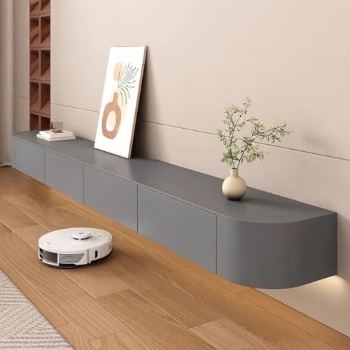 Kroscro Tv Schrank Hängend Multifunktionaler TV-Schrank aus Holz Tv Cabinet for Living Room Fernsehkommode mit Stauraum Geeignet für Wohnzimmer, Schlafzimmer (Grau, 160cm/63in)