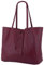 SH Leder ® Damen Echt Rindleder Shopper in Querformat mit Innentasche in vielen Farben Schultertasche Henkeltasche 30x37cm Maja G514 (Weinrot)