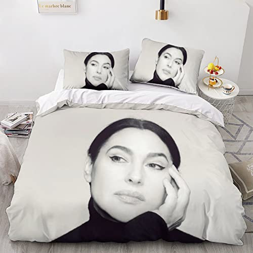YINGA Monica Bellucci - Set di biancheria da letto con copripiumino e federa, in microfibra, con stampa digitale, per letto matrimoniale, 220 x 240 cm