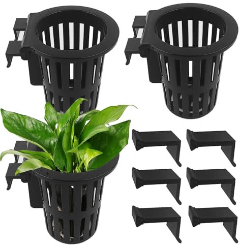 Floating Aquarium Plant Holder - 3.9inch Aquarium Plant Hangers | Aquatic Flower Pot With 3 Hooks | Aquatic Decorations For Underwater Fish Tank Pond Vase Cultivation Environment Hydroponics
