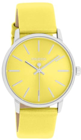 Oozoo Timepieces Damen Uhr in Gelb - Armbanduhr Damen mit Lederarmband | Hochwertige Uhr für Frauen| Edle Analog Damenuhr in rund C11462