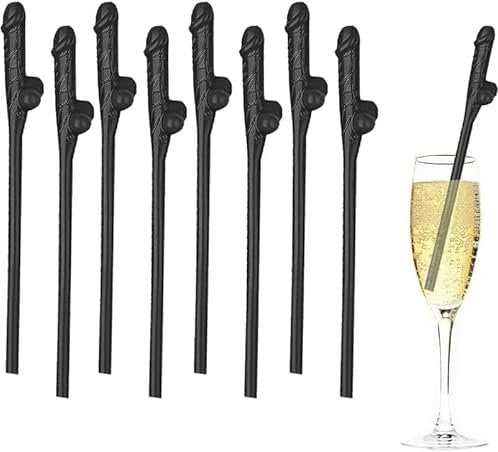 Black Party Straws,10PCS Hen Party Naughty Drinking Straws Chick,Reusable Straws for Parties, Girls Cocktail Night Novelty Party Accessories for Bar Bachelorette Party Birthday Wedding