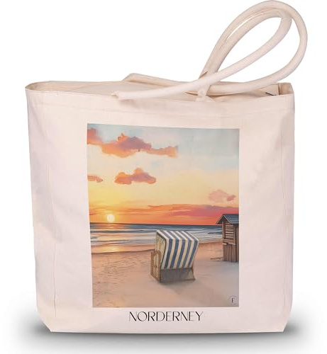 favplace Shopping Tasche mit Städtemotiv Norderney 2 Deutschland Tote Bag - Shopper bzw. Einkaufstasche für Fernweh oder Heimat - Reise Daybag - Jutebeutel