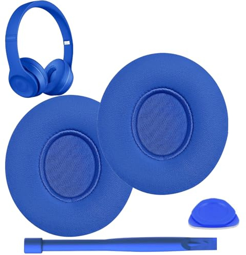 Replacement Ear Pads for beats solo 2/3 Wireless/Wired Headphone, Memory Foam Ear Cushion Pads，Noise Isolation Foam Durable Leather (Blue)