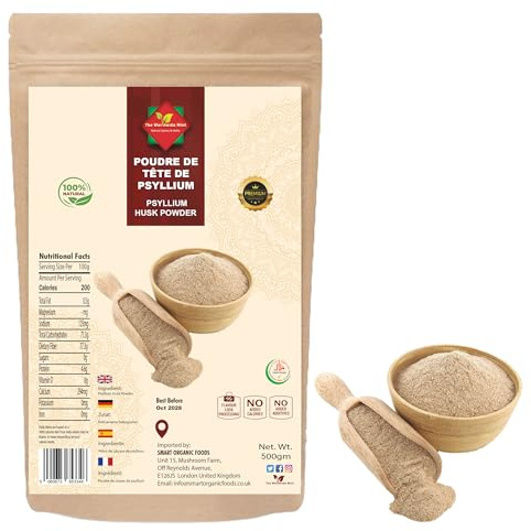Flohsamenschalenpulver 500g | 100% Reine Gemahlene Flohsamenschalen | Natürliches Ballaststoffreiches Pulver | Ohne Zusatzstoffe, Vegan, Nicht-GVO | Ideal zum Backen, Kochen & Andicken