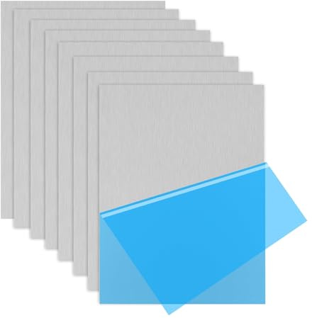 UCFBWO 8 Pcs Placa de Aluminio 0,5mm, Hoja de aluminio, Chapa de Aluminio | 30 x 15 cm Placas de Acero con Película Protectora, Chapa Aluminio para Modelismo, Bricolaje, Industria