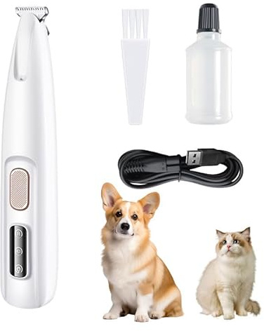 Hundeschermaschine, Haustierhaarschneider, Hunde Haarschneidemaschine, Wasserdicht Pfoten Rasierer, Kabellos Hund Pfoten Trimmer, Haustier Rasierer für Hunde Katzen Pfoten, Augen, Ohren