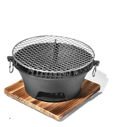 IVEJBZLWMN Tabletop Charcoal Grill, 28cm Portable Cast Iron BBQ Stove for Outdoor Camping Picnic and Travel, Smokeless Design