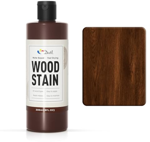 DWIL Wasserbasierte Holzbeize (Dunkle Eiche) Holzlasur für alle Holzarten im Innen und Außenbereich, Schnell Trocknend, Geruchsarm, Einfach Aufzutragen, Holzfarbe für Möbel, Türen und Mehr-250ml
