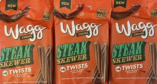 Steak Skewer Twists Dog Treats 110g - Pack of 3 (12 Treats)