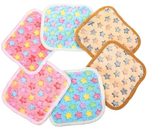 LALADEFIEE 6 Pièces Tapis Chaud Doux, en Polaire Corail, pour Rongeurs | Doublure Légère pour Cage et Transport, Protection du Sol, pour Rongeurs, Maison, Couleurs Lumineuses