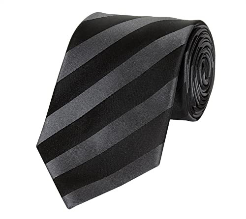 Fabio Farini - Modern gestreifte Herren Krawatte in 8cm Breite - Schlipse Passend fürs Büro zum Anzug durch Robuste Pflegeleichte Mikrofaser Schwarz Anthrazitgrau