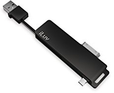 iLuv ICB12BLK CuteSync Sync and Charge Cable for iPad/iPhone/iPod/Smartphones with Keychain - Black