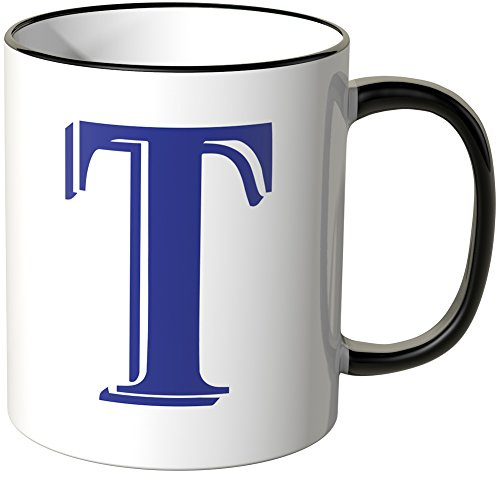 WANDKINGS® Tasse, Buchstabe: T - SCHWARZ