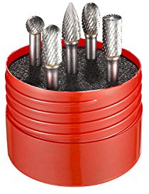Dormer Rotary Burr Set of 5 Pieces, Various Sizes and Shapes