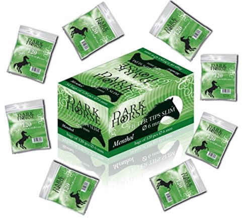 Dark Horse 40 x 120 stück Menthol Drehfilter 6mm Slimfilter Slim Zigarettenfilter Aroma versiegelt in Folie für frischen Menthol Rauchgenuss