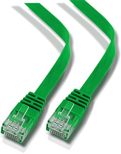 rhinocables Ethernet Flat CAT6 Cable LAN Patch Network Gigabit Thin Internet RJ45 Category 6 Broadband Router Lead Compatible with CAT5 CAT5e for Gaming, Office, Home, PC, Smart TV (2m, Green)