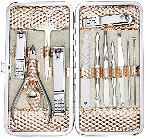 ZIZZON Professional Nail Care kit Manicure Grooming Set with Travel Case(Rose Gold)