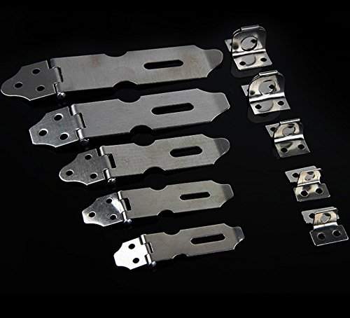 BAYLI Edelstahl Überfalle für Vorhängeschloss | Klappriegel für Möbel, Schrank | Türbeschlag | Kellerverschluss | Keller Verrieglung | Schloss Vorrichtung | Überfallescharnier | Türriegel (121mm)